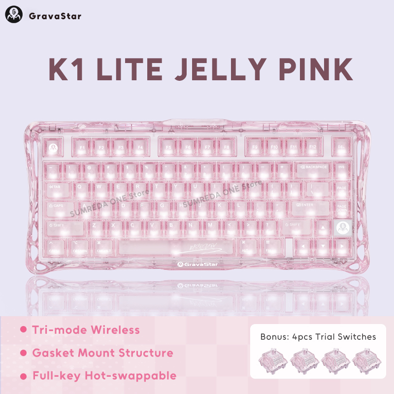 Pc Gaming Pink - K1 LITE JELLY PINK Mechanical Keyboard