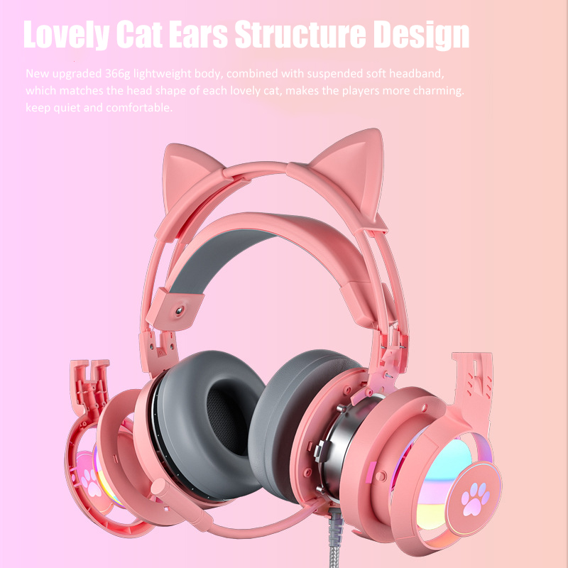 Cute Cat Ear Gaming Headphones - огляд і ціна Pc Gaming Pink