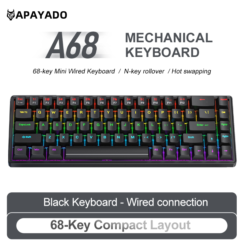 APAYADO A68 Wired Mechanical K - огляд і ціна Pc Gaming Pink
